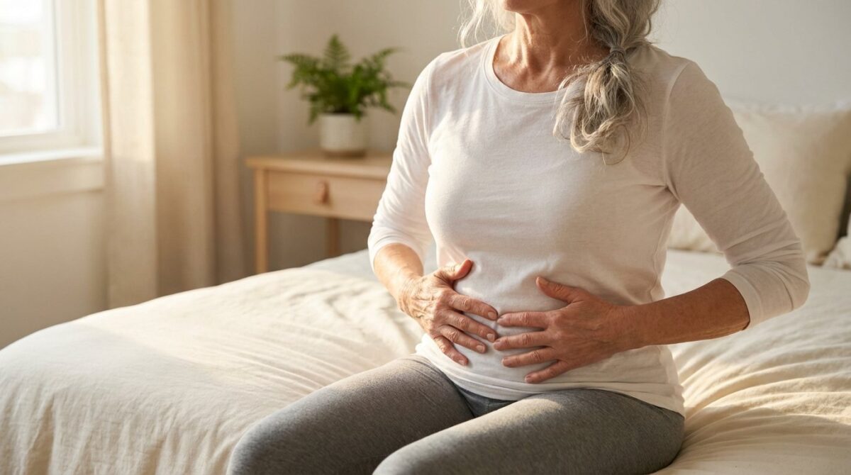 entdecken Sie zwei einfache Pilates-Übungen im Bett für einen flachen Bauch ab 60 Jahren ohne anstrengende Diäten oder intensives Training