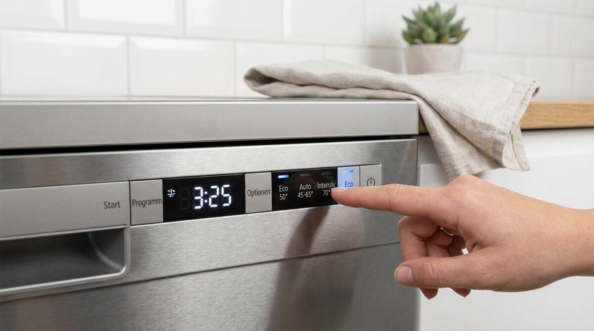 entdecken Sie, wie der Öko-Zyklus Ihrer Spülmaschine trotz längerer Laufzeit bis zu 58 % Stromkosten spart und Ihre Energierechnung senkt