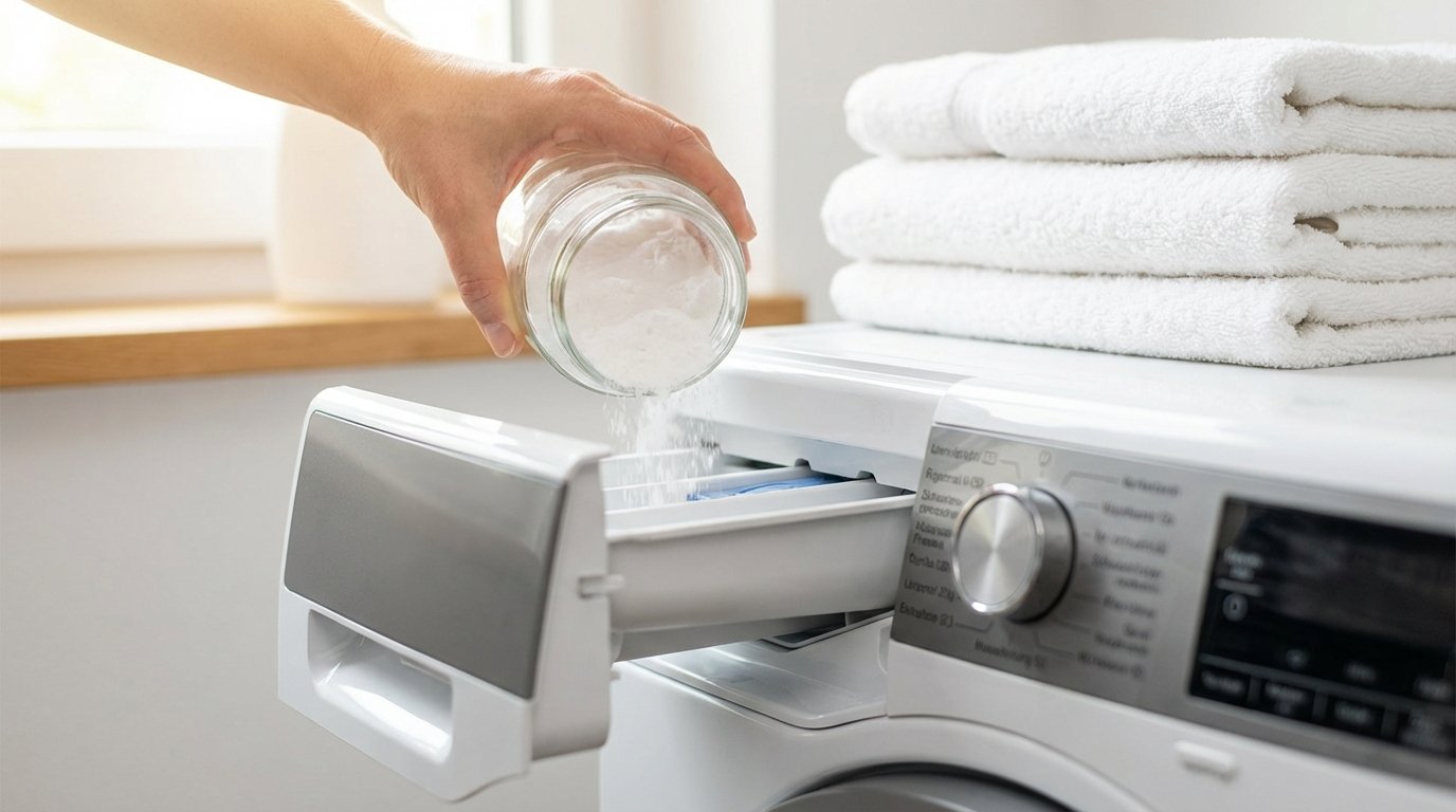 entdecken Sie, wie ein günstiges weißes Pulver raue Handtücher wieder weich und saugfähig macht und den Waschmittel-Fehler behebt