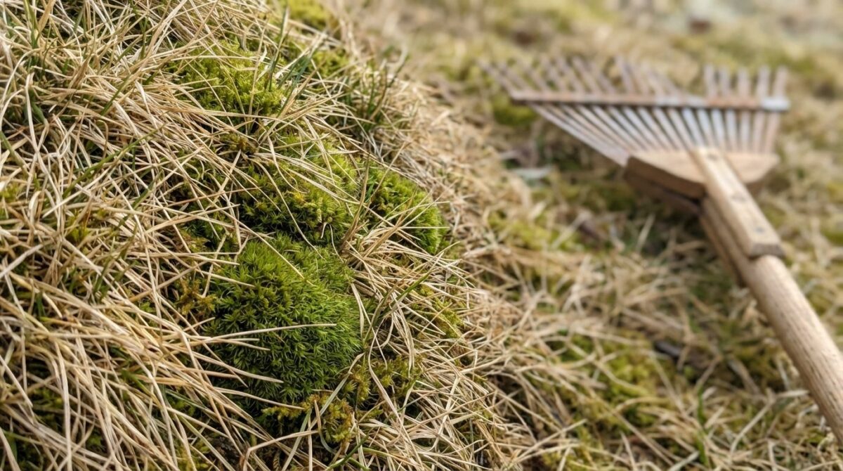 erfahren Sie, wie Sie im März Ihren vergilbten Rasen mit Moos richtig pflegen und 4 einfache Gesten für einen perfekten Rasen durchführen